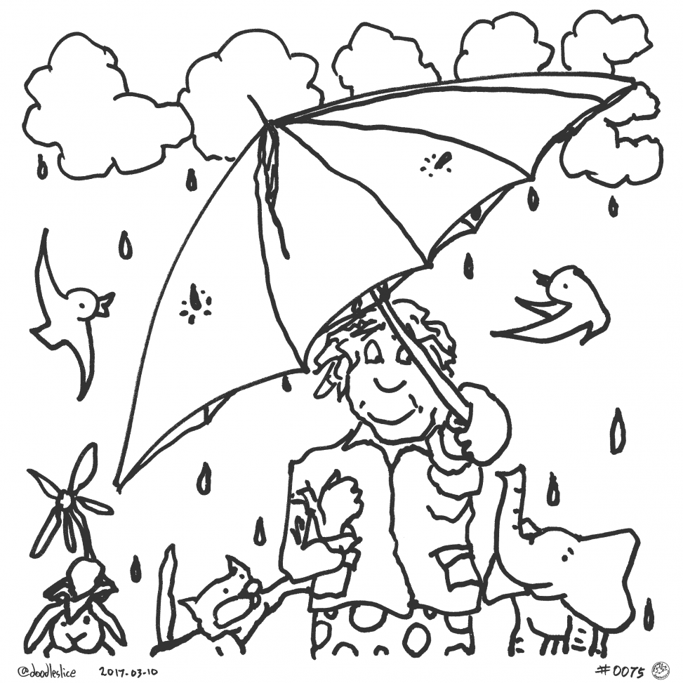 The Colorful Umbrella - Coloring Page