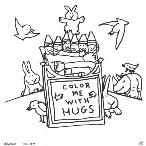Color Me With Hugs - Coloring Page